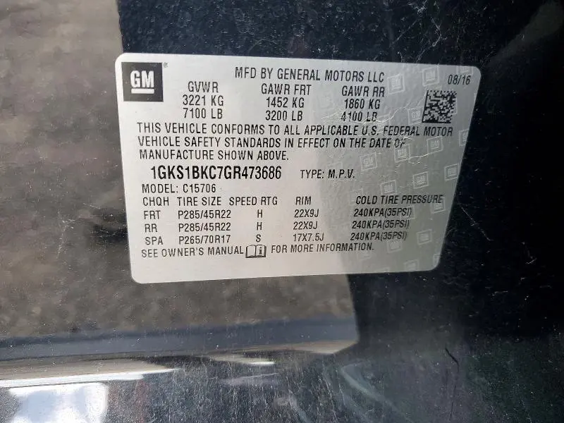 2016 GMC YUKON SLT  