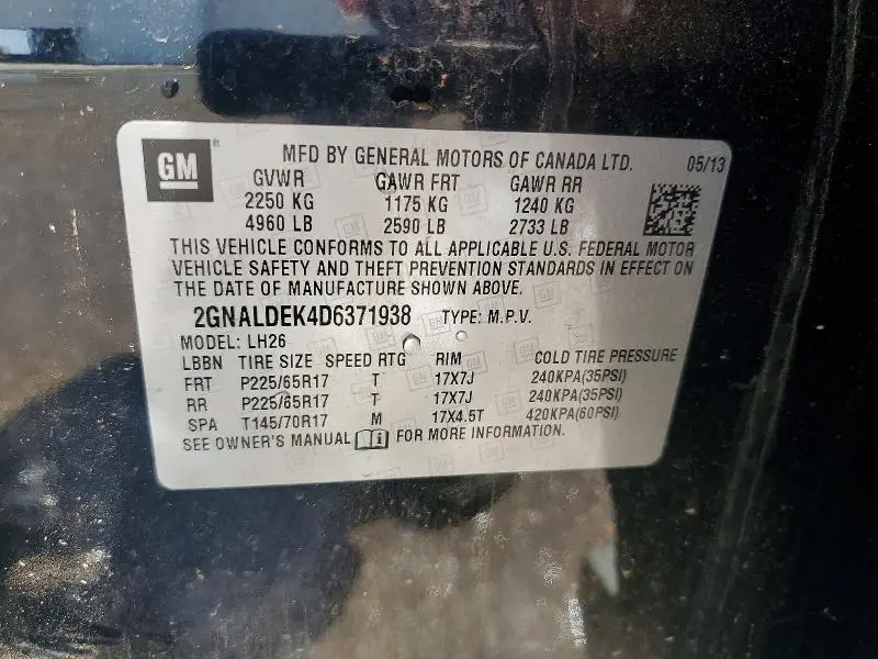 2013 CHEVROLET EQUINOX LT  