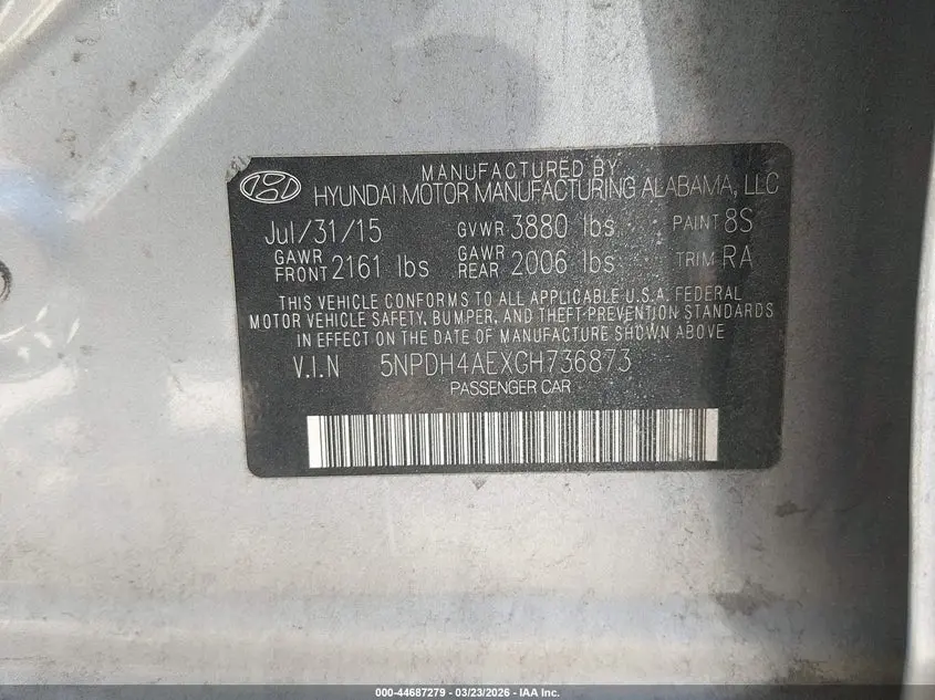 2016 HYUNDAI ELANTRA SE