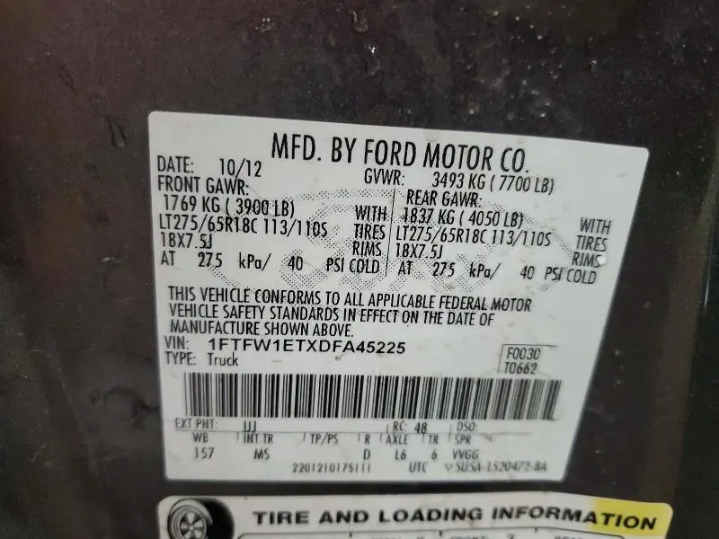 2013 FORD F150 SUPERCREW  
