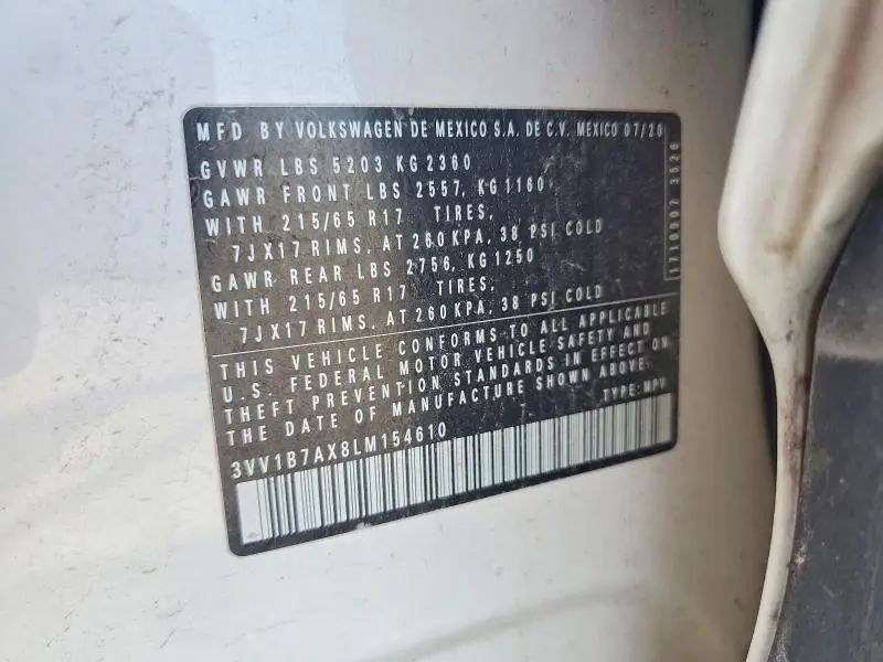 2020 VOLKSWAGEN TIGUAN S  