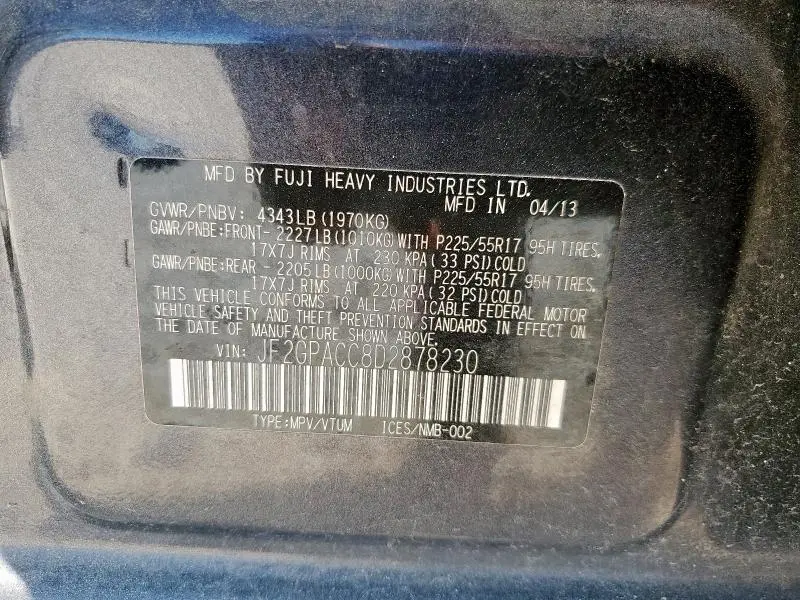 2013 SUBARU XV CROSSTREK 2.0 PREMIUM  