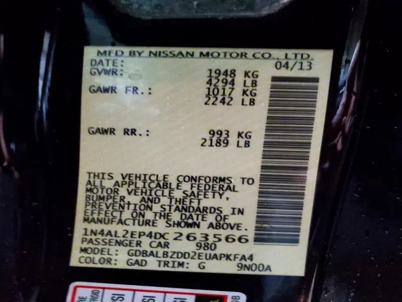 2013 NISSAN ALTIMA S  