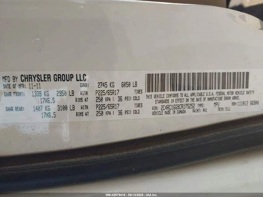 2012 CHRYSLER TOWN & COUNTRY LIMITED