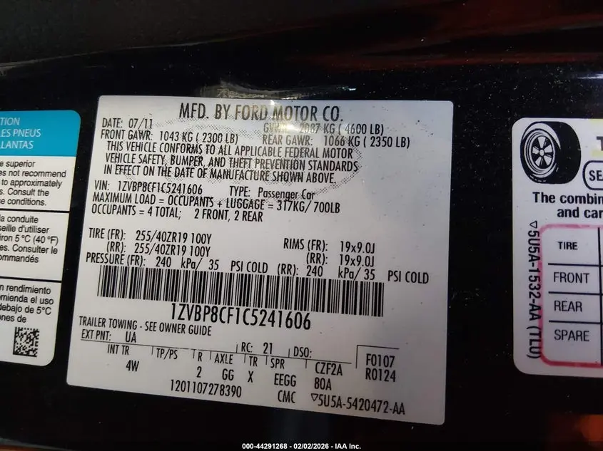 2012 FORD MUSTANG GT PREMIUM