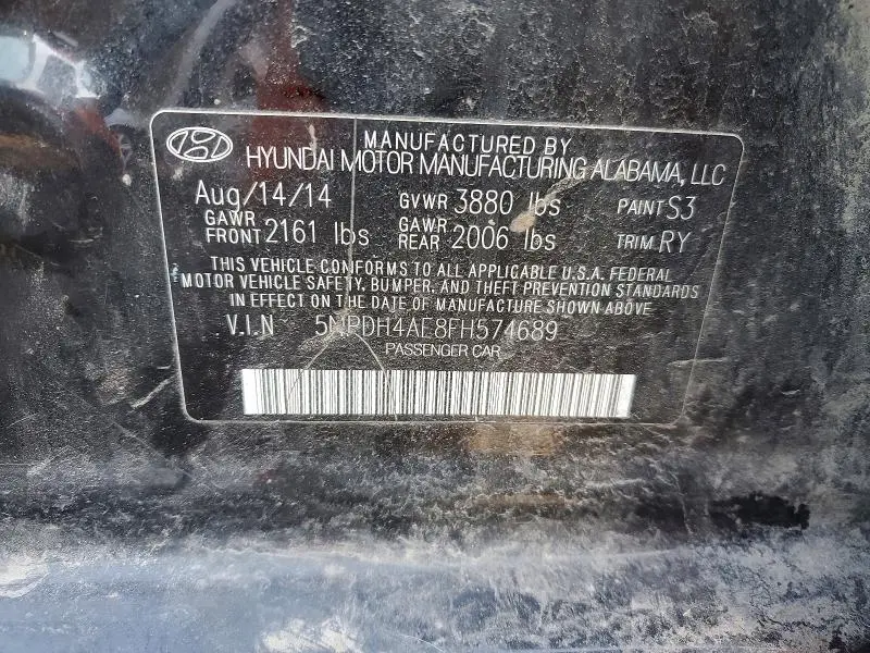 2015 HYUNDAI ELANTRA SE  