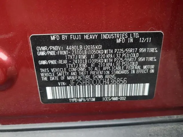 2012 SUBARU FORESTER 2.5X PREMIUM