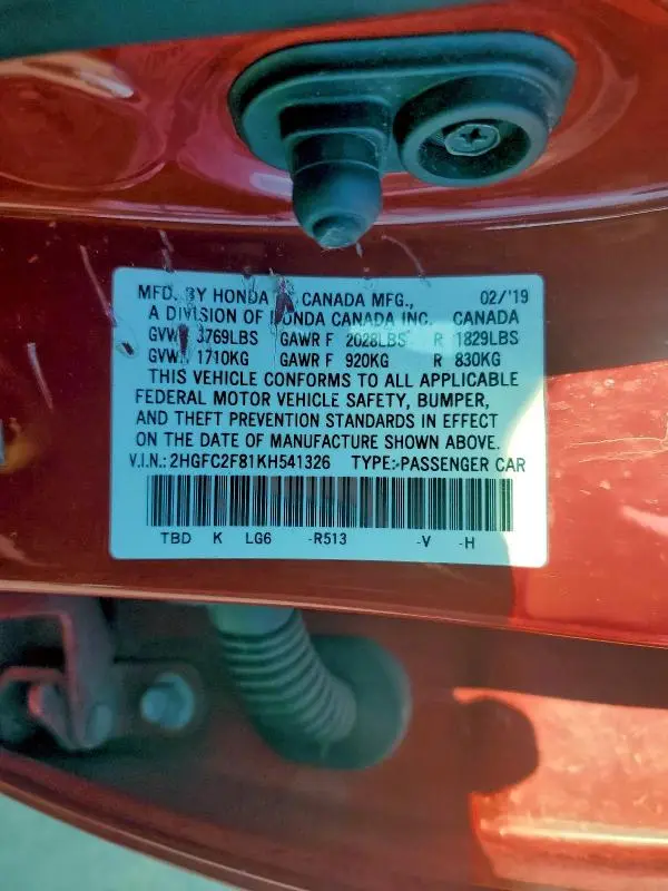 2019 HONDA CIVIC SPORT  