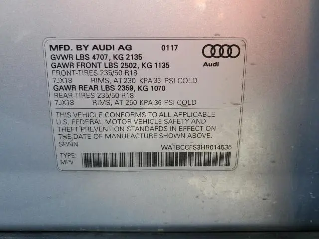 2017 AUDI Q3 PREMIUM  