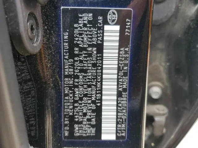 2019 TOYOTA CAMRY L