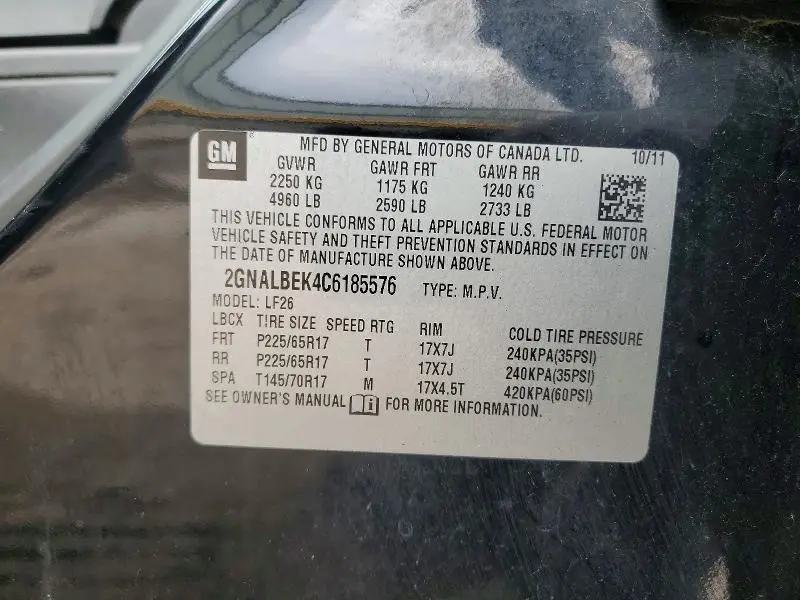 2012 CHEVROLET EQUINOX LS  