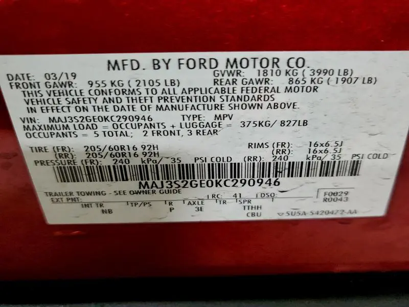 2019 FORD ECOSPORT SE  