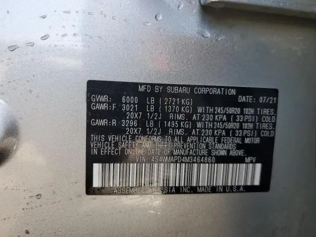 2021 SUBARU ASCENT LIMITED