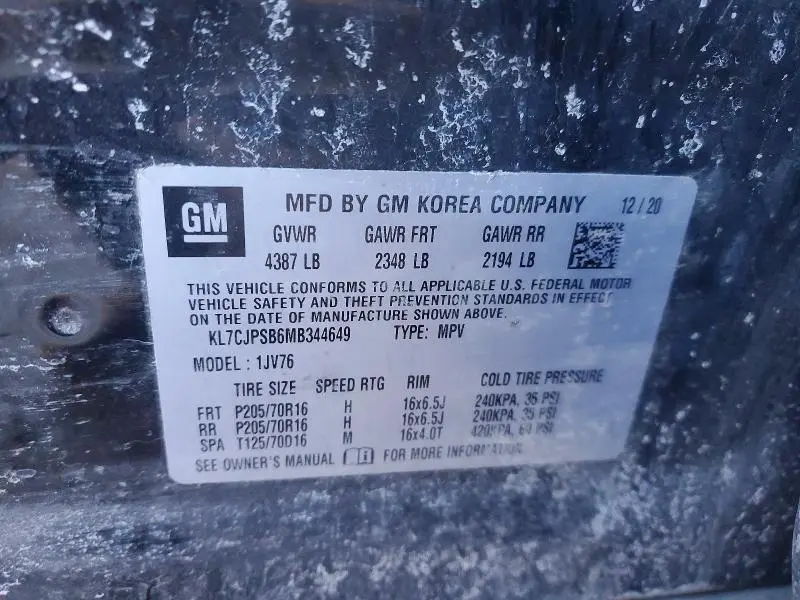 2021 CHEVROLET TRAX 1LT  