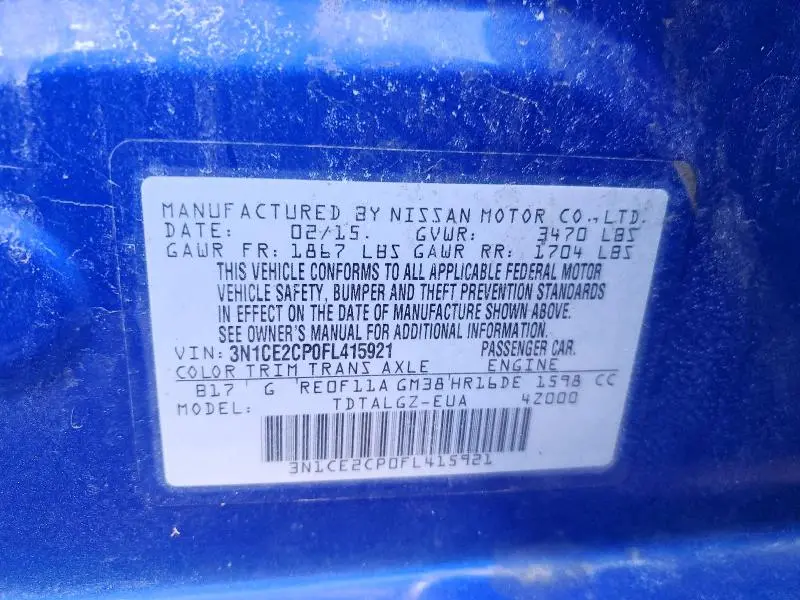 2015 NISSAN VERSA NOTE S  