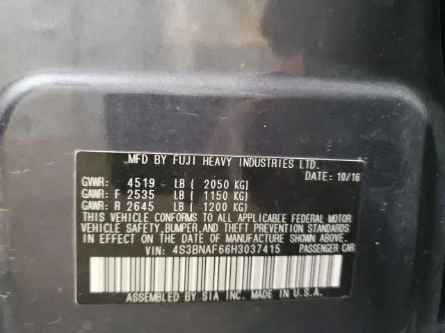 2017 SUBARU LEGACY 2.5I PREMIUM  