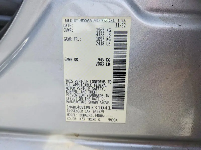 2023 NISSAN ALTIMA SV  