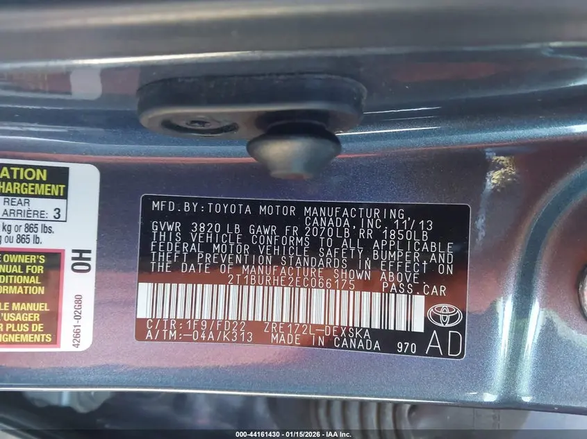 2014 TOYOTA COROLLA S PLUS