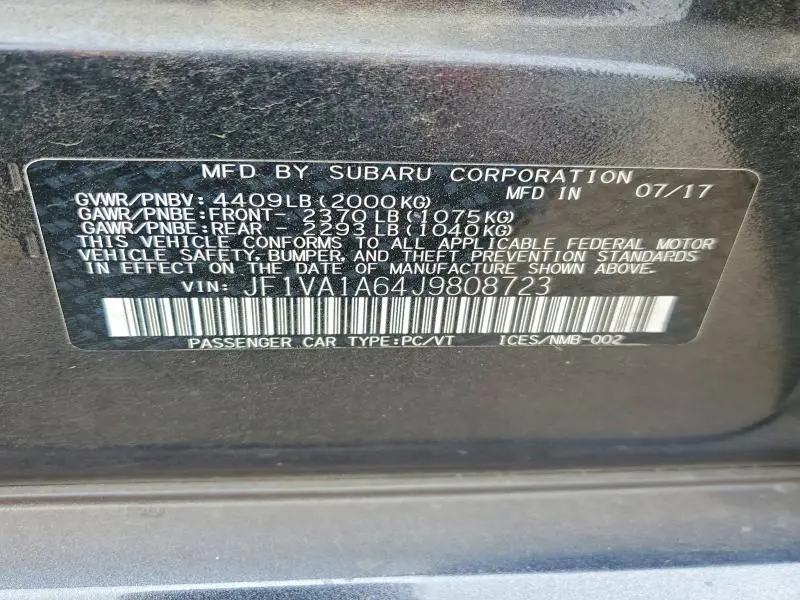 2018 SUBARU WRX   