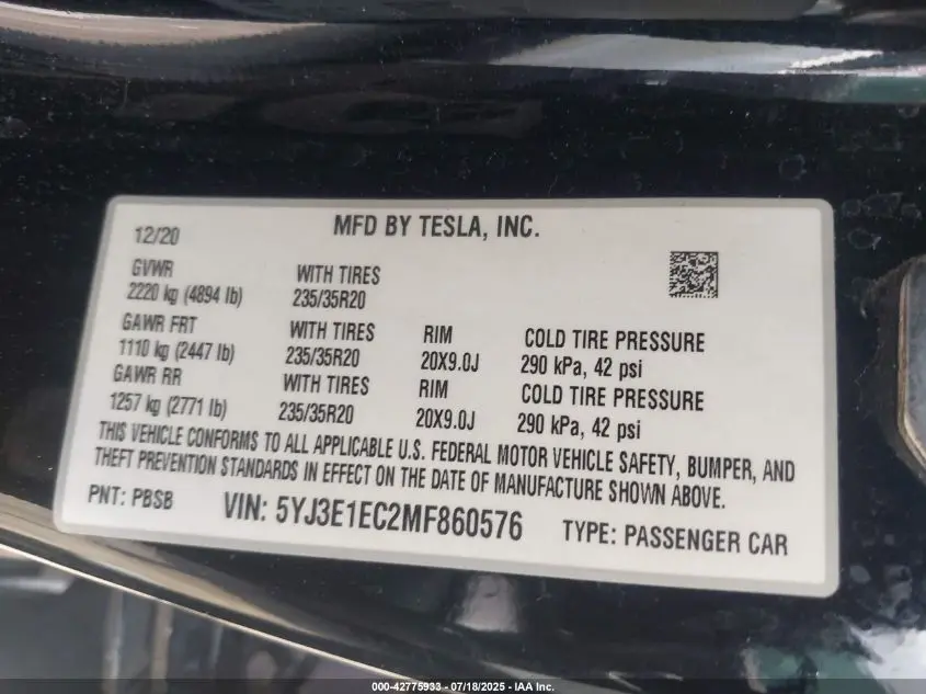 2021 TESLA MODEL 3 PERFORMANCE DUAL MOTOR ALL-WHEEL DRIVE
