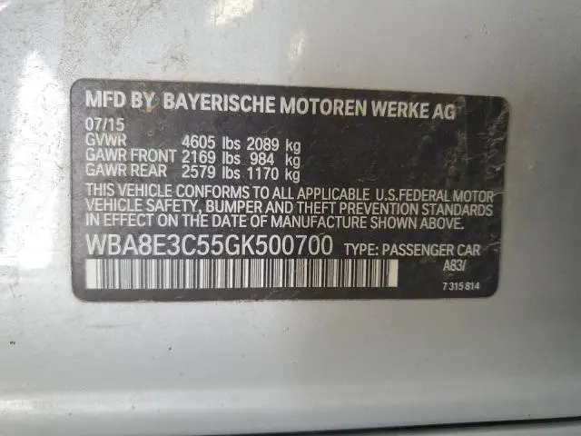 2016 BMW 328 XI SULEV  