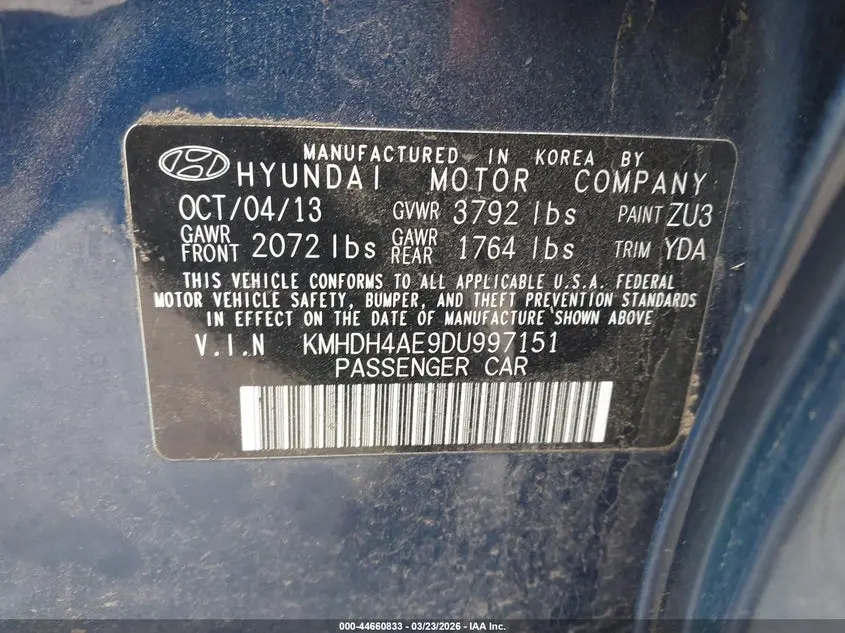 2013 HYUNDAI ELANTRA LIMITED