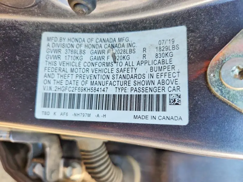 2019 HONDA CIVIC LX  