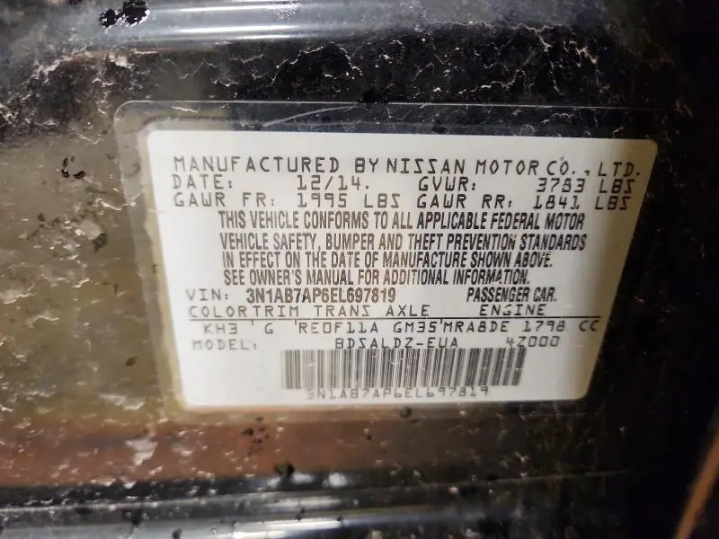 2014 NISSAN SENTRA SV  