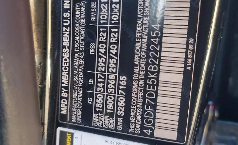 2019 MERCEDES-BENZ GLS 550 4MATIC  