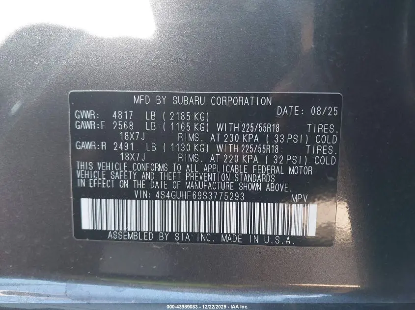 2025 SUBARU CROSSTREK SPORT