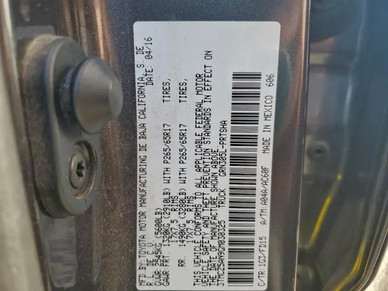 2016 TOYOTA TACOMA DOUBLE CAB  