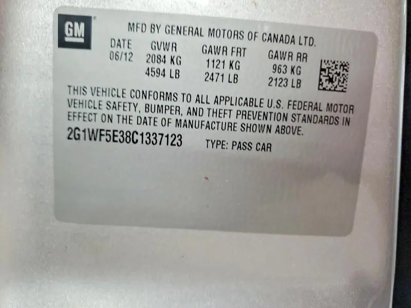 2012 CHEVROLET IMPALA LS  