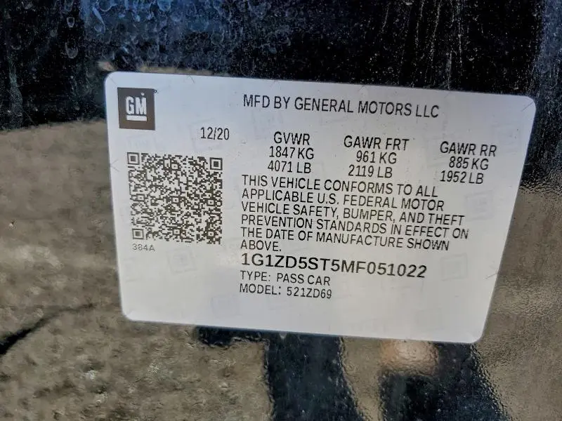 2021 CHEVROLET MALIBU LT  