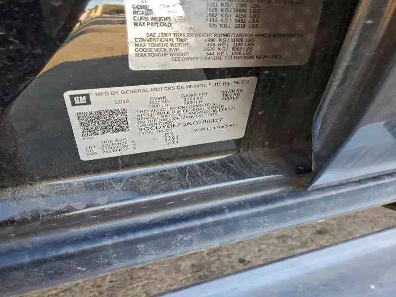 2019 CHEVROLET SILVERADO K1500 CUSTOM  