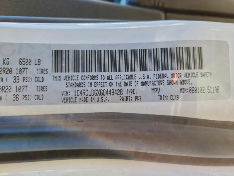 2016 DODGE DURANGO LIMITED  