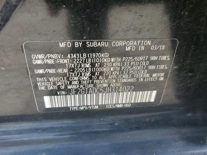 2018 SUBARU CROSSTREK PREMIUM  