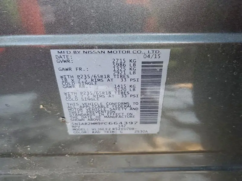 2015 NISSAN PATHFINDER S  