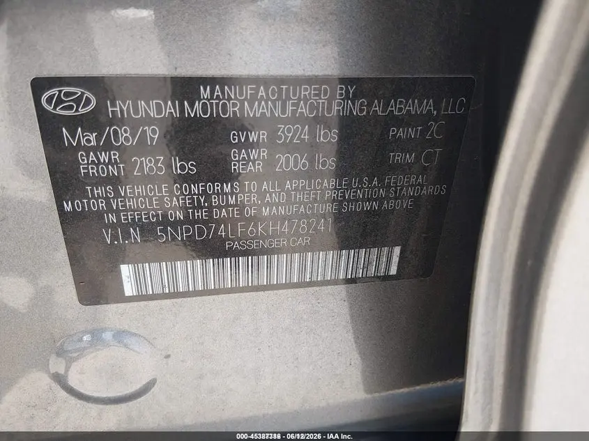 2019 HYUNDAI ELANTRA SE