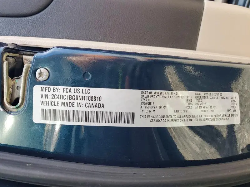 2022 CHRYSLER PACIFICA TOURING L  