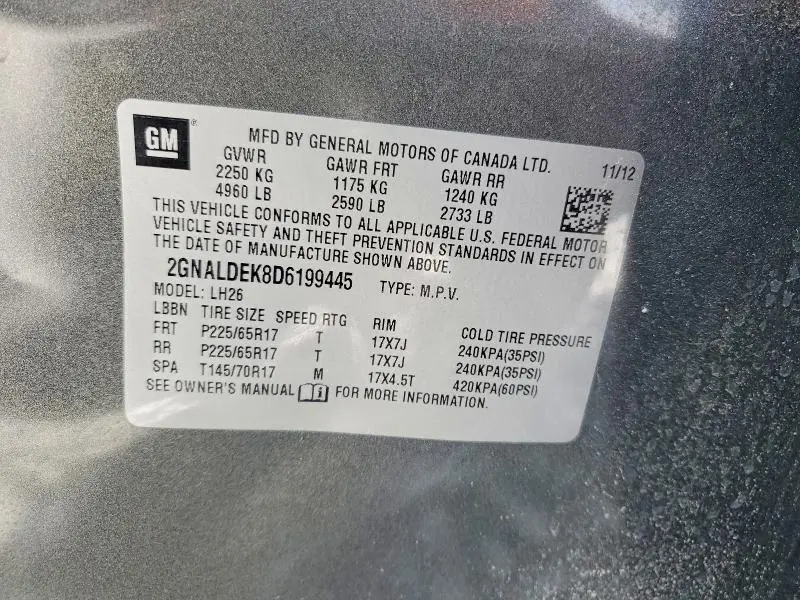 2013 CHEVROLET EQUINOX LT  