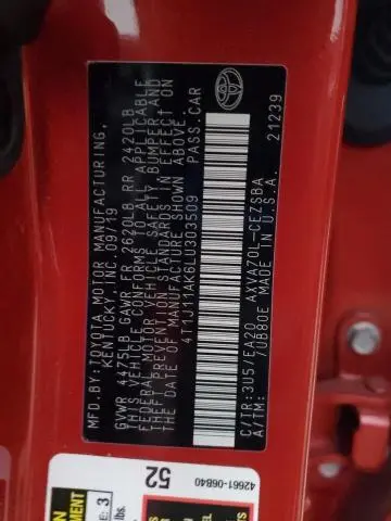 2020 TOYOTA CAMRY SE  