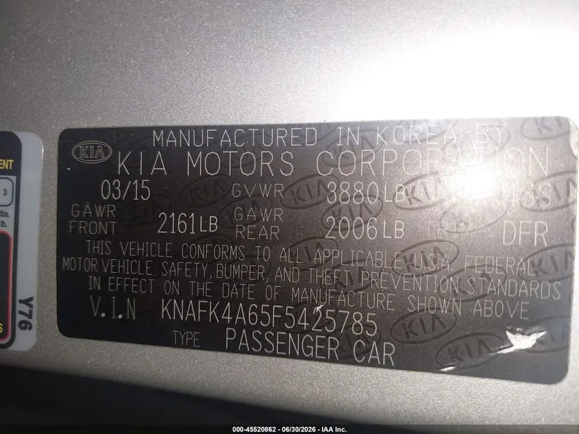 2015 KIA FORTE LX