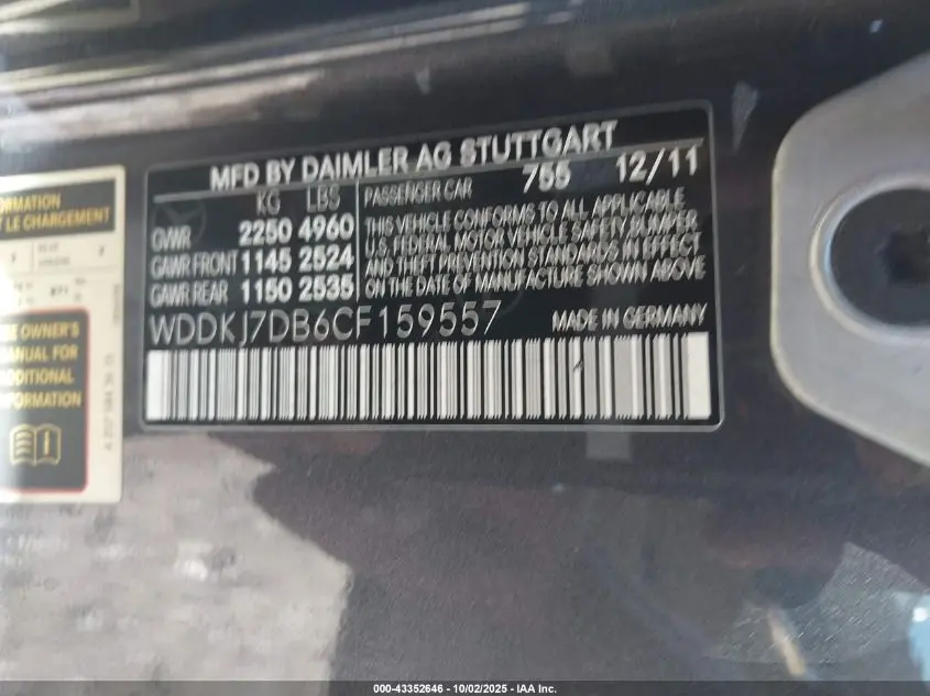 2012 MERCEDES-BENZ E 550  