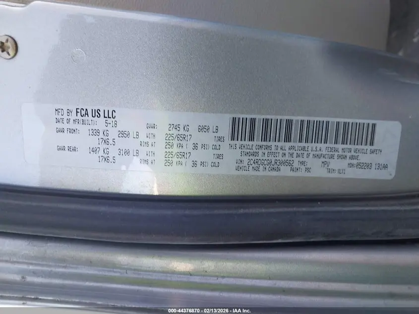 2018 DODGE GRAND CARAVAN SXT