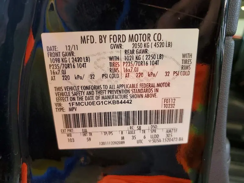 2012 FORD ESCAPE LIMITED  