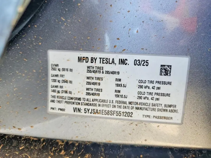 2025 TESLA MODEL S   