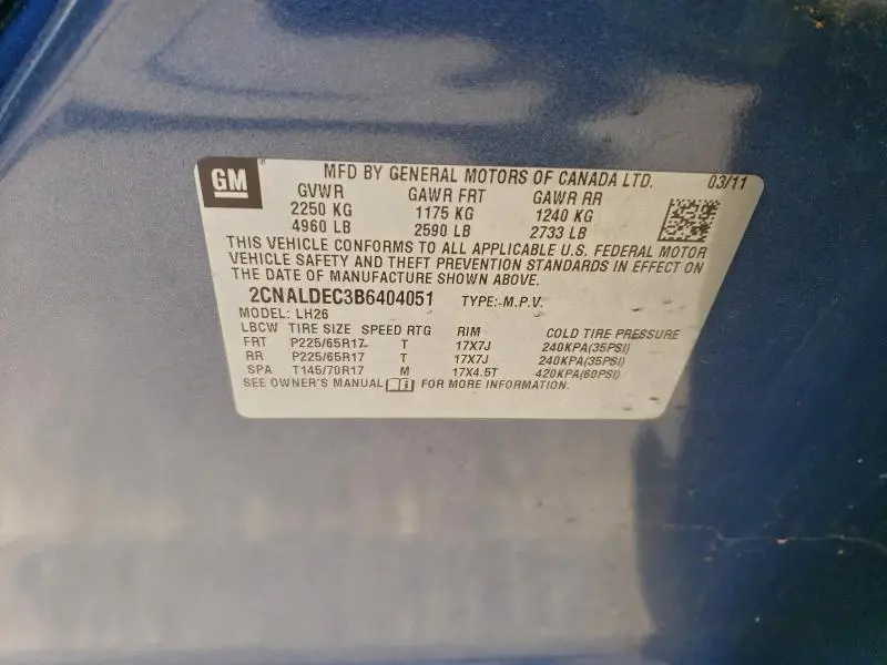 2011 CHEVROLET EQUINOX LT  