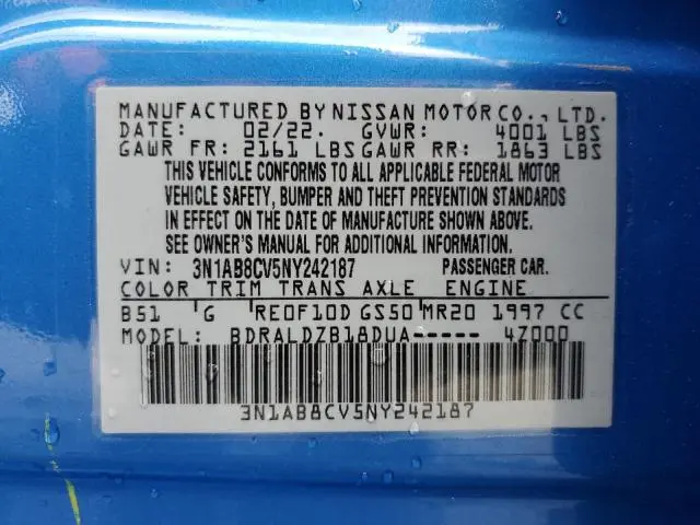 2022 NISSAN SENTRA SV  