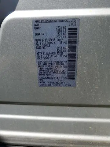 2016 NISSAN PATHFINDER S  