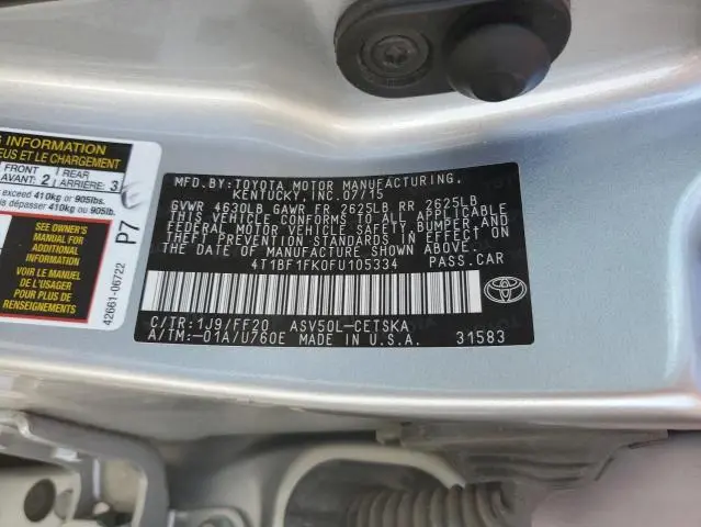 2015 TOYOTA CAMRY LE